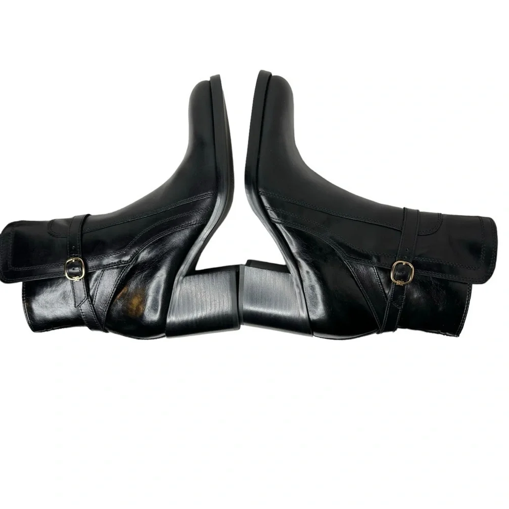 Sam Edelman Simona Block Heel Bootie Black Leather‎ 9.5